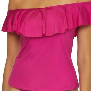 Trina Turk Women's Monaco Ruffle Tankini, Off Shoulder, Swimsuit Tops Size 6